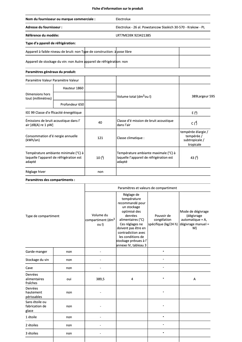 Página 1 del manual Ficha técnica Electrolux LRT7ME39X