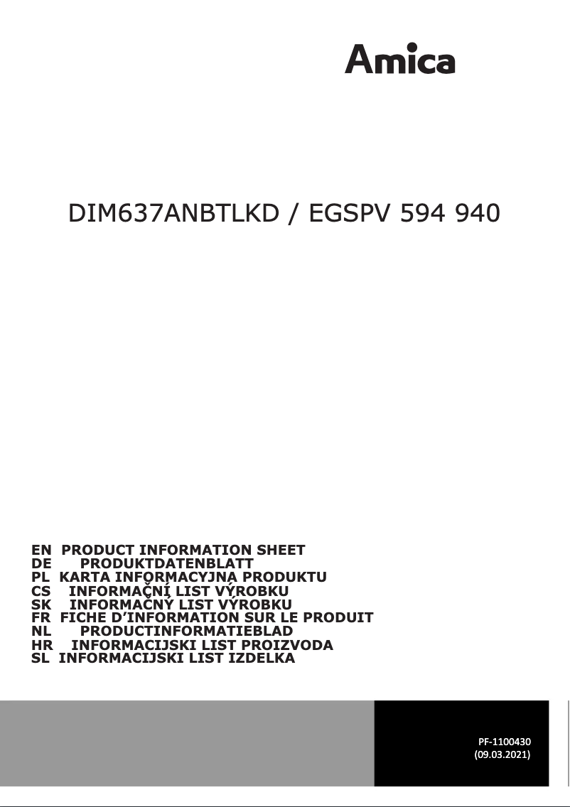 Página 1 del manual Ficha técnica Amica DIM637ANBTLKD