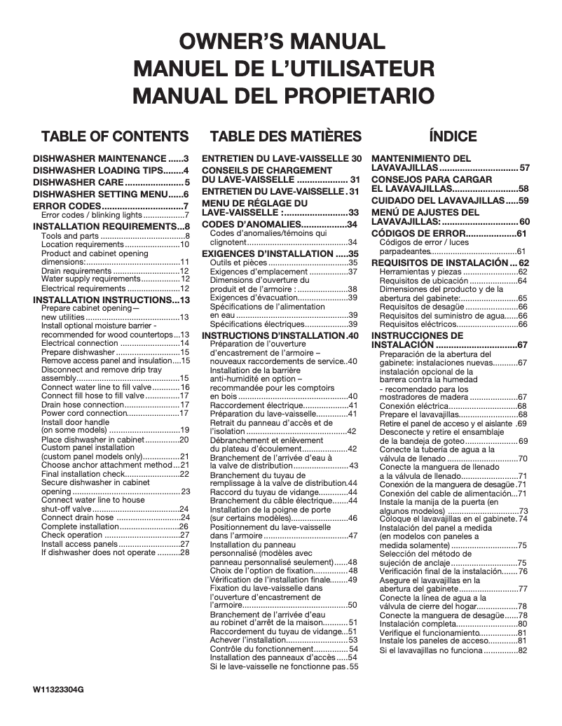 Imagen de la primera página del manual del dispositivo WDPS7024RV