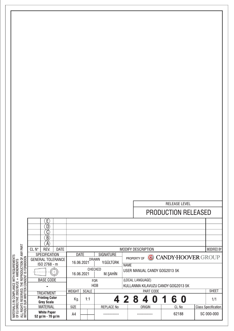 Página 1 del manual Manual de usuario Candy CVG75SWGX