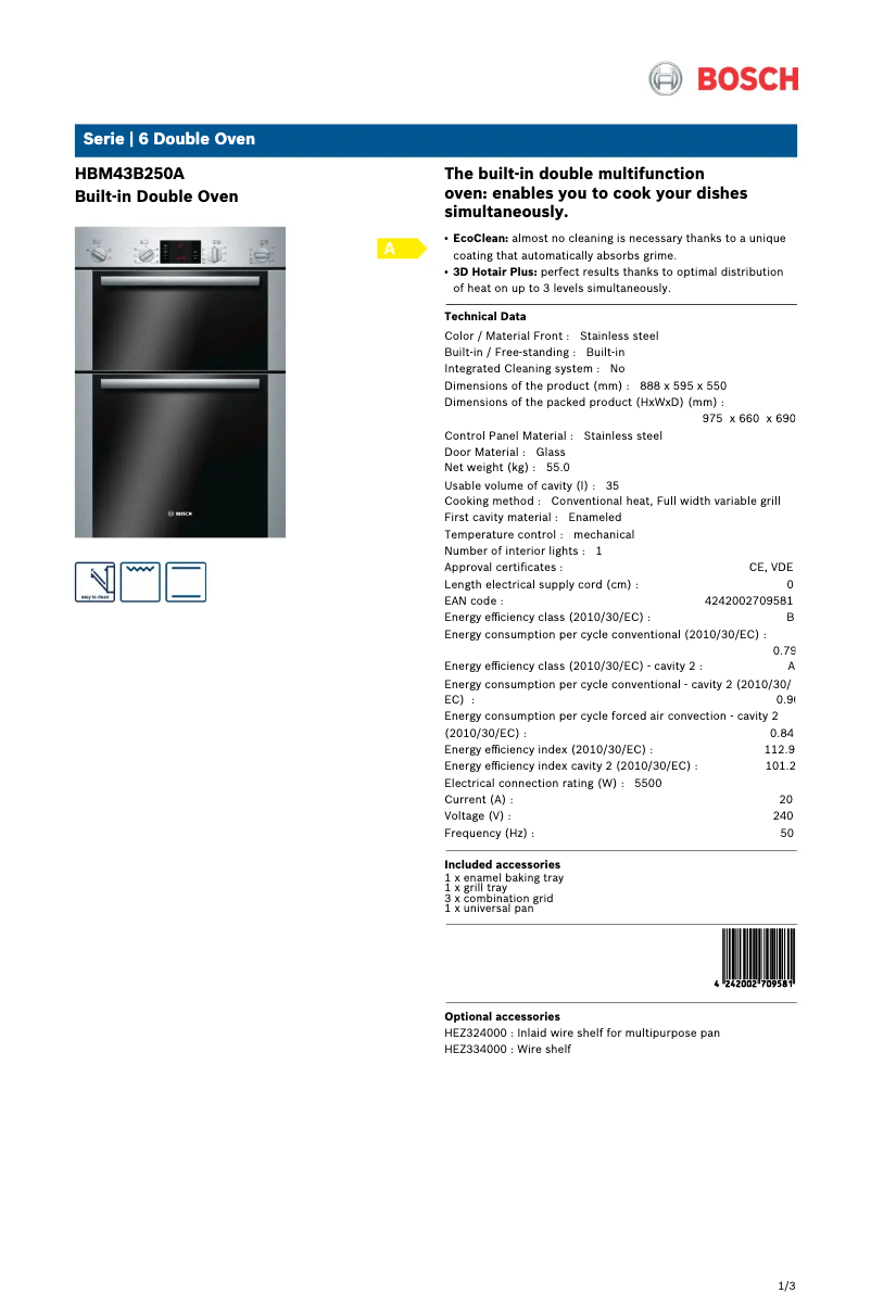 Imagen de la primera página del manual del dispositivo HBM43B250A