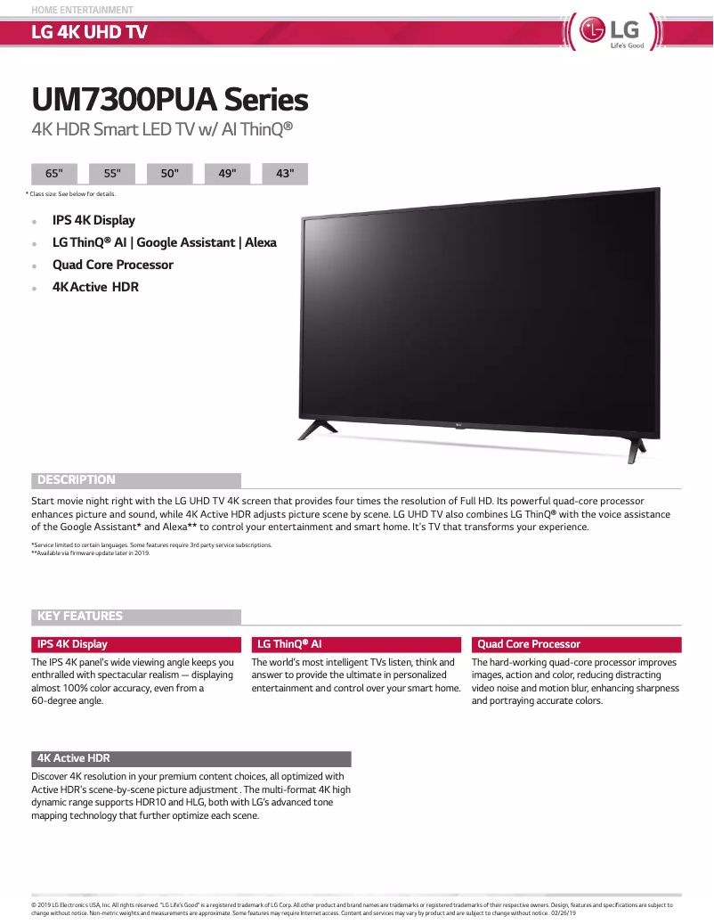 Imagen de la primera página del manual del dispositivo UM7300PUA