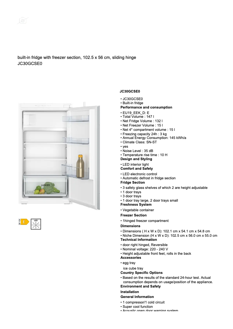 Página 1 del manual Ficha técnica Junker JC30GCSE0