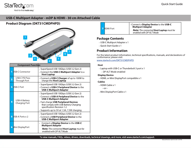 Página 1 del manual Manual de usuario StarTech.com DKT31CMDPHPD