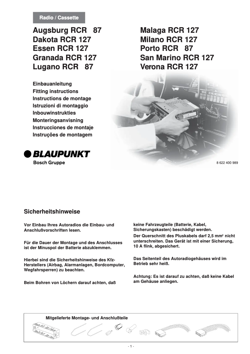 Página 1 del manual Manual de usuario Blaupunkt Milano RCR 127
