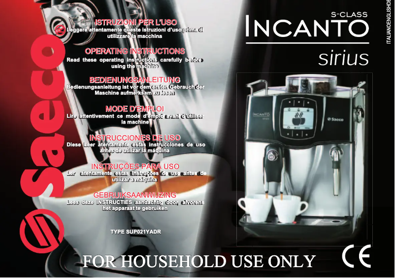 Página 1 del manual Manual de usuario Philips Saeco Incanto Sirius SUP 021 YADR