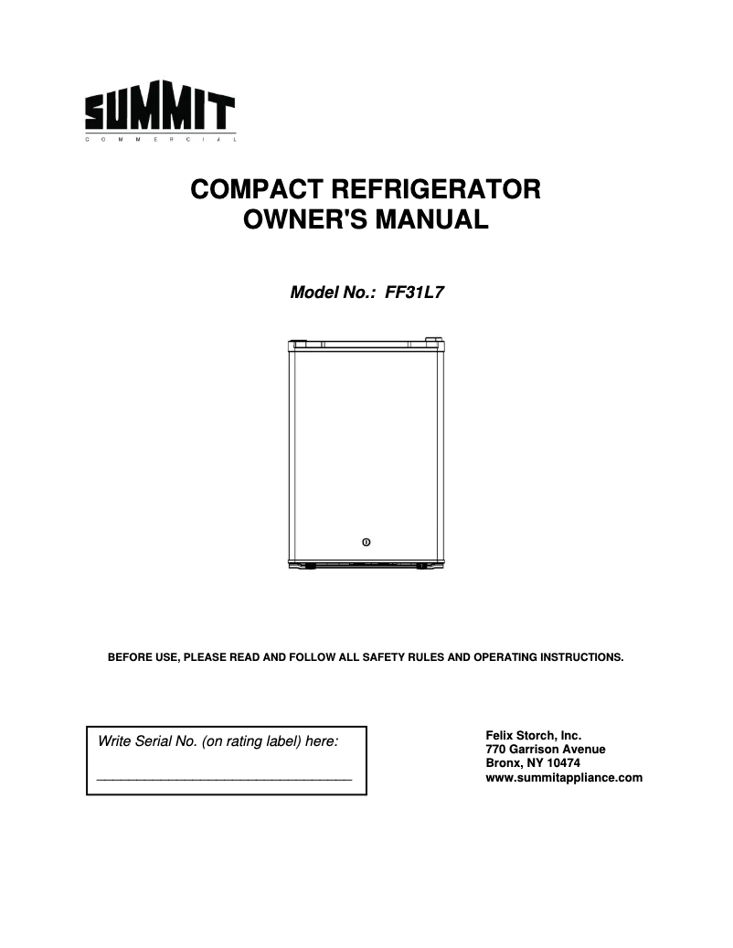 Imagen de la primera página del manual del dispositivo FF31L7