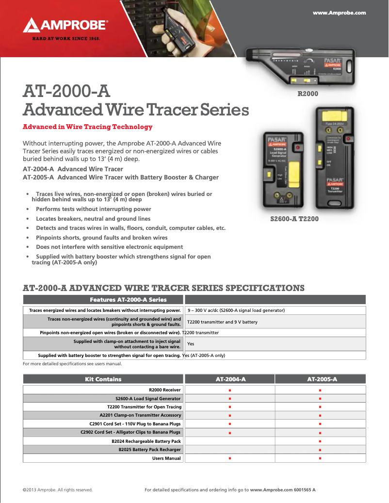 Página nº 1 - Ficha técnica Amprobe AT-2004-A