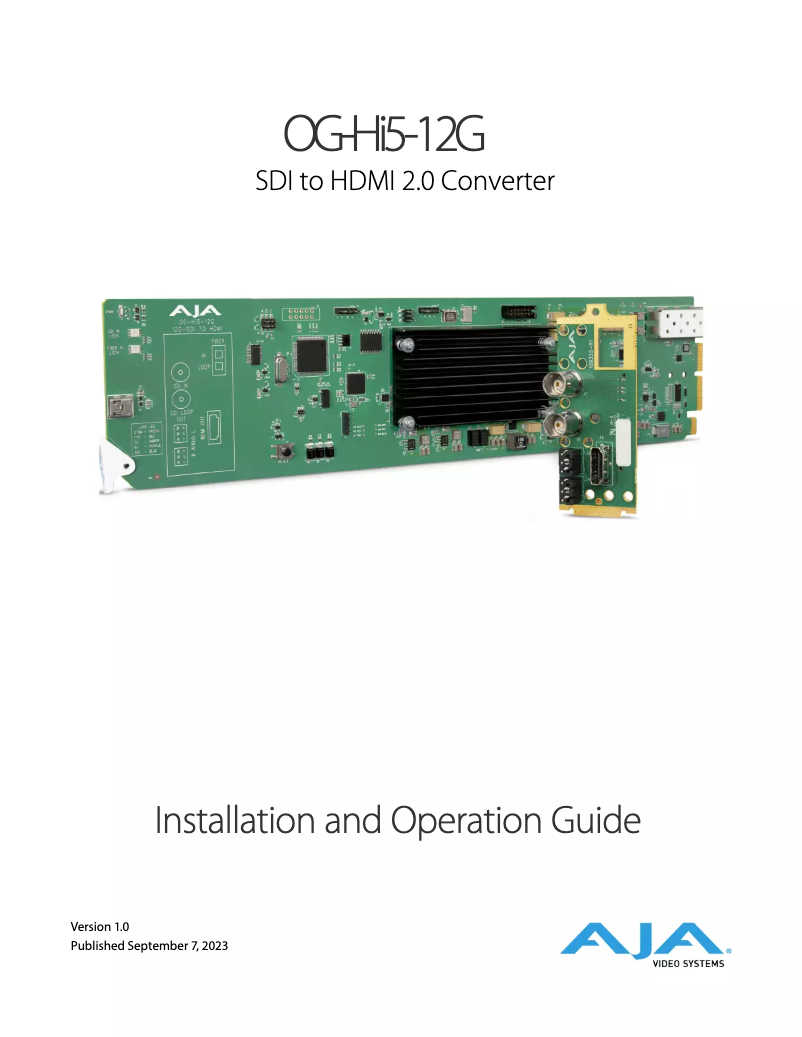 Página 1 del manual Manual de usuario AJA OpenGear OG-HI5-12G-R-ST