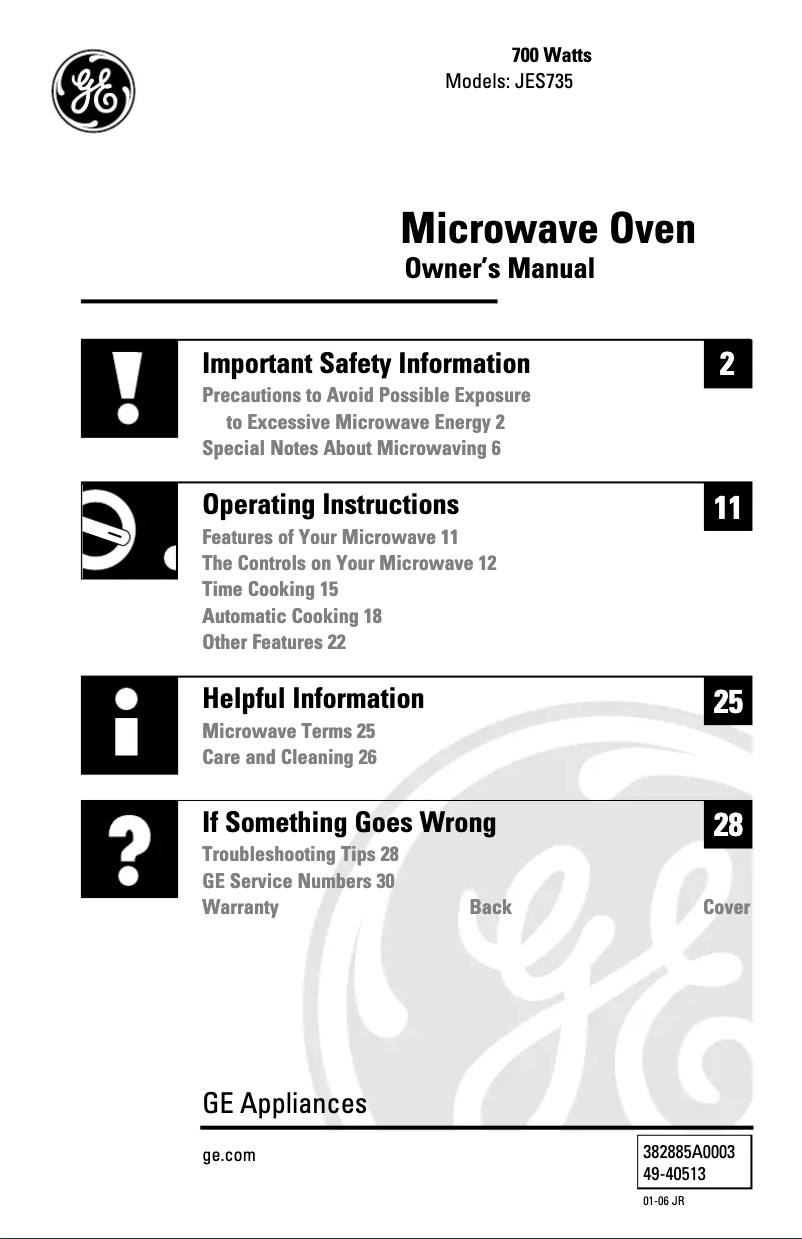 Página 1 del manual Manual de usuario GE JES735BJ