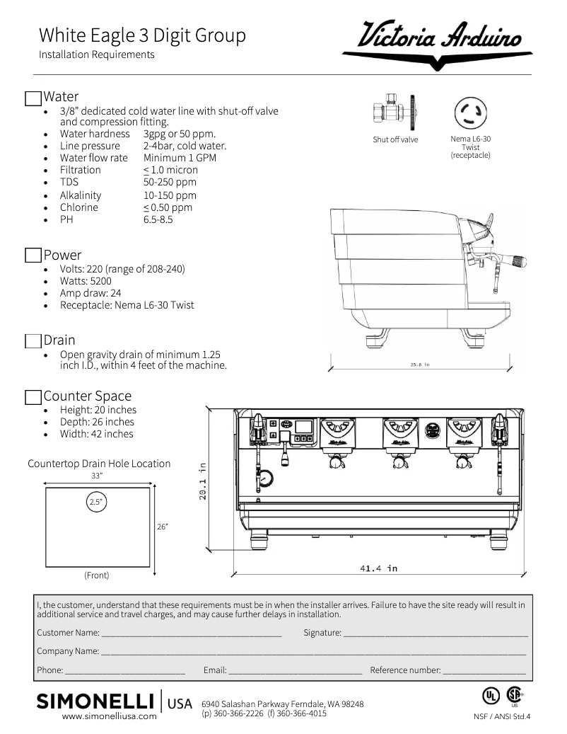 Página 1 del manual Ficha técnica Victoria Arduino White Eagle Digi