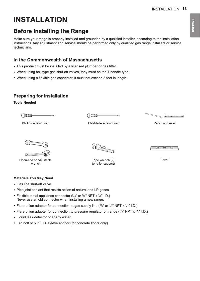 Página nº 1 - Guía de instalación LG LSG4513BD