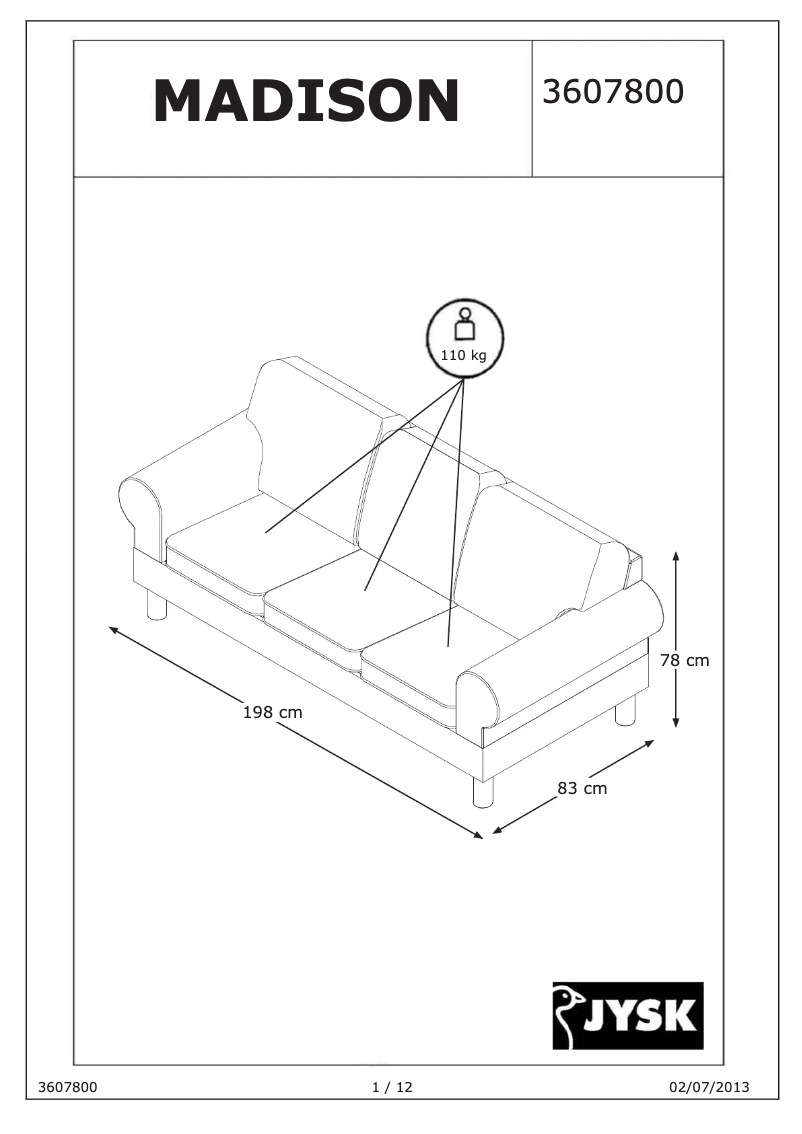 Imagen de la primera página del manual del dispositivo Madison (2.5 seat)