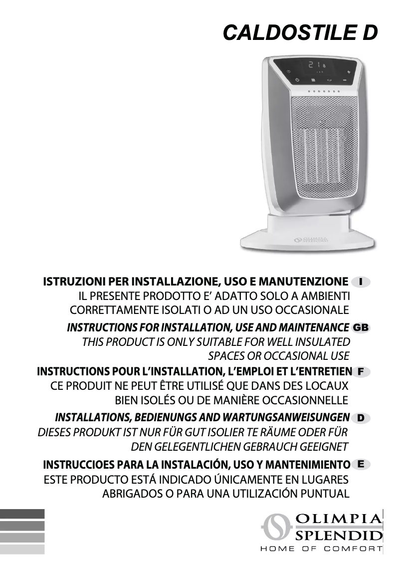 Página nº 1 - Manual de usuario Olimpia Splendid Caldostile D