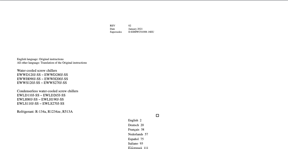 Página nº 1 - Manual de usuario Daikin EWWD360J-SS