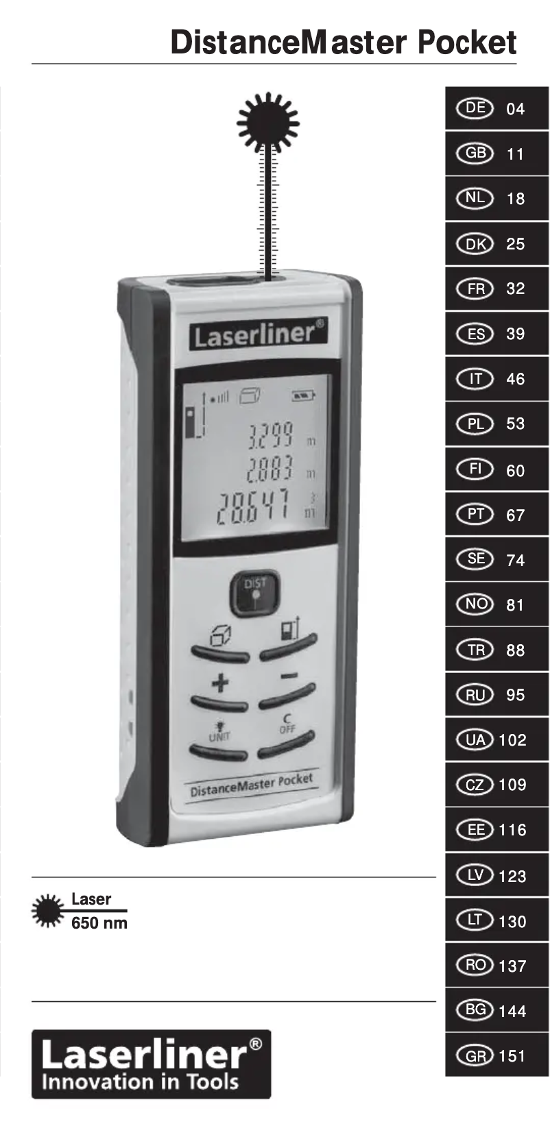 Página 1 del manual Manual de usuario Laserliner DistanceMaster Pocket