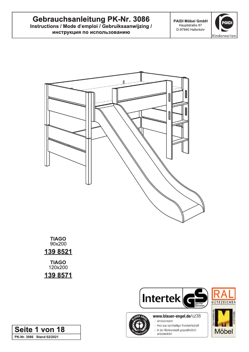 Imagen de la primera página del manual del dispositivo Tiago