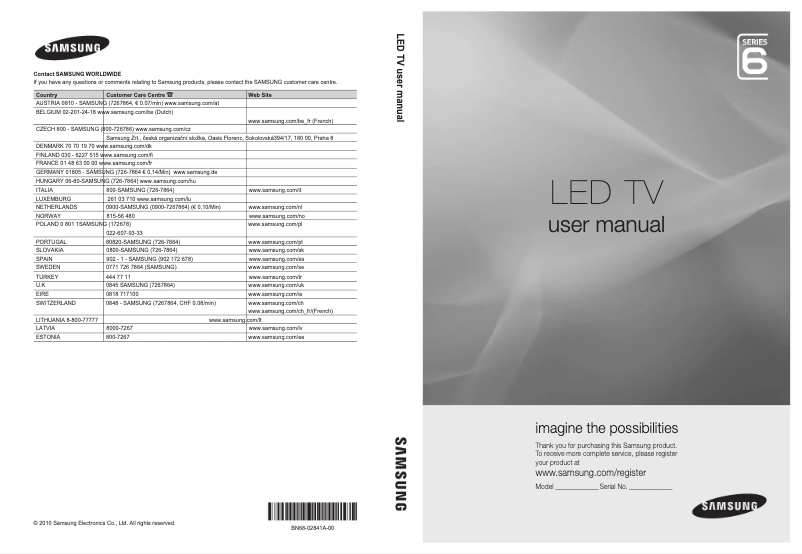 Imagen de la primera página del manual del dispositivo UE55C6700