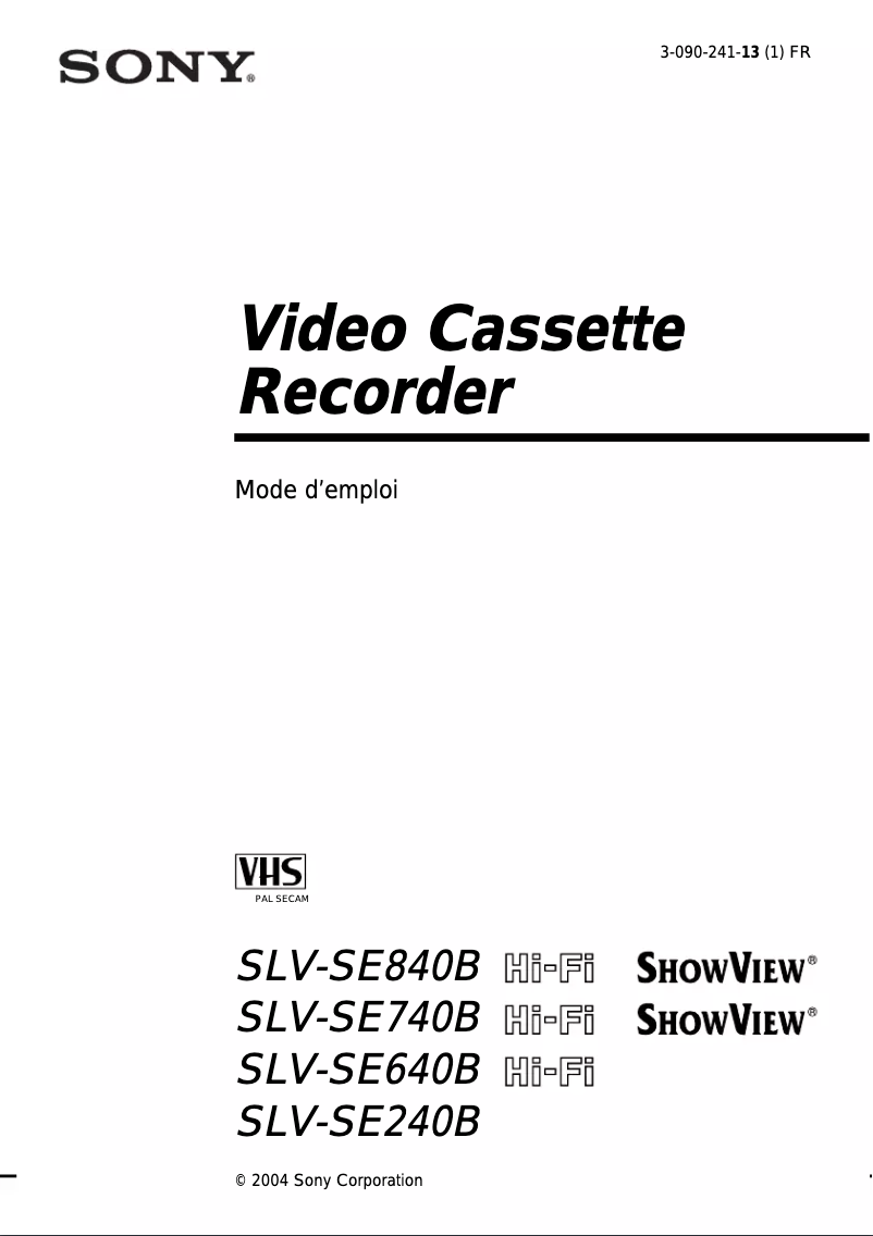 Página nº 1 - Manual de usuario Sony SLV-SE240B