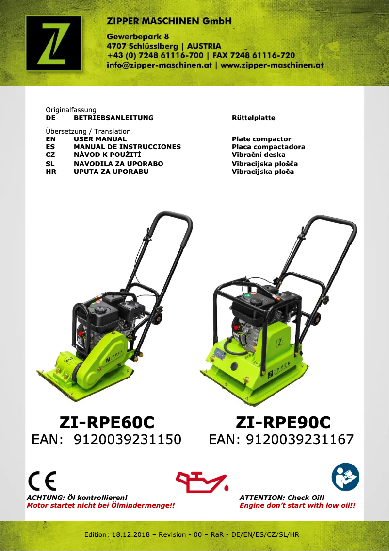 Imagen de la primera página del manual del dispositivo ZI-RPE90C