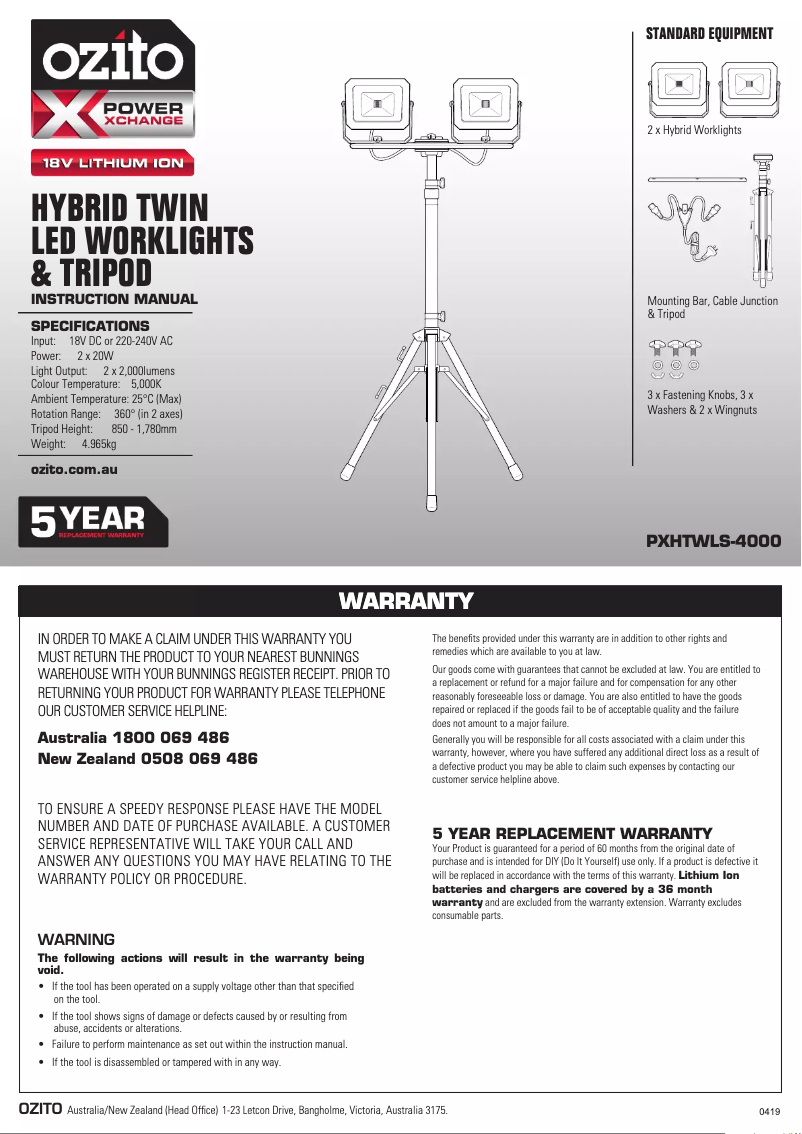 Imagen de la primera página del manual del dispositivo PXHTWLS-4000
