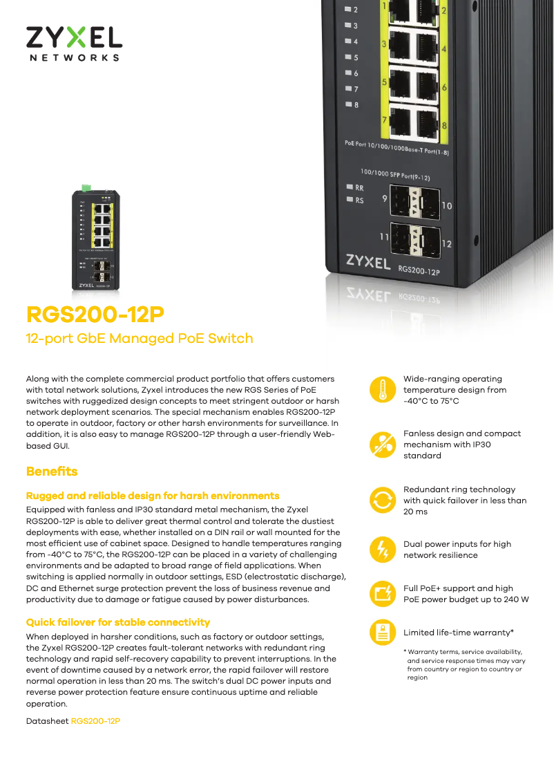 Imagen de la primera página del manual del dispositivo RGS200-12P