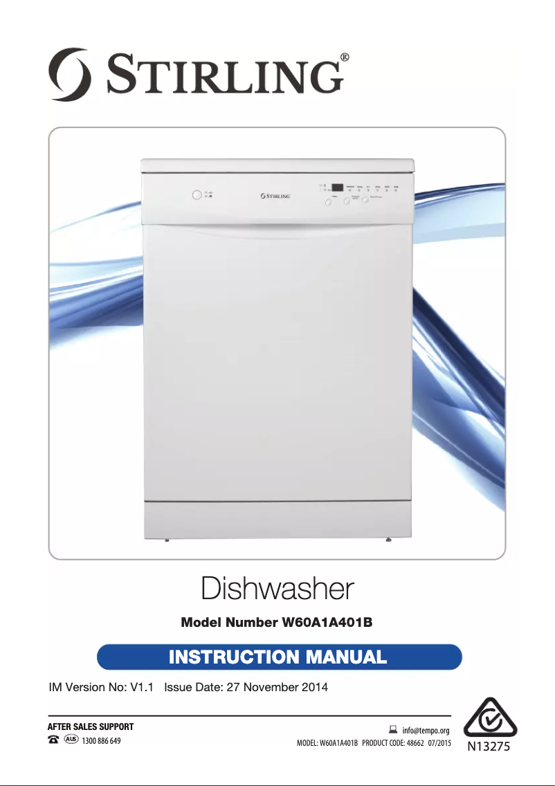 Imagen de la primera página del manual del dispositivo W60A1A401B