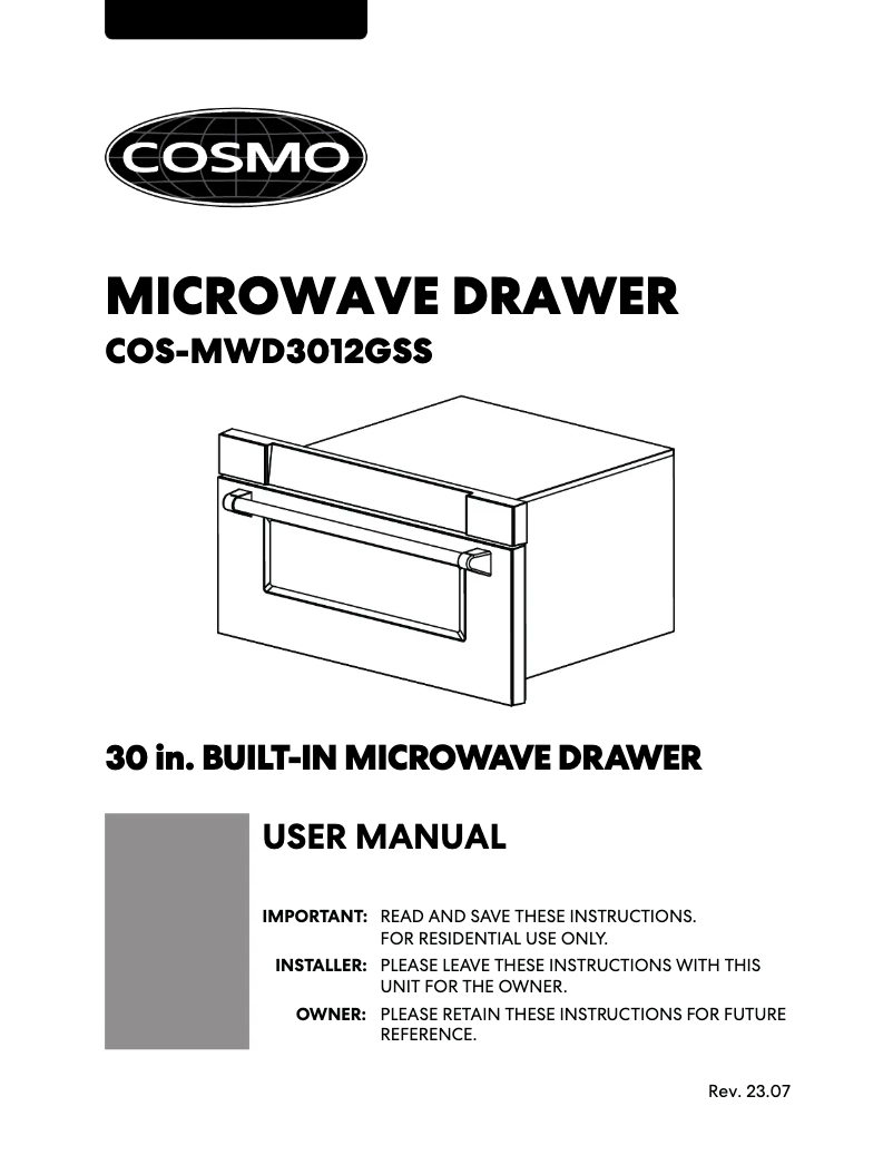 Imagen de la primera página del manual del dispositivo COS-MWD3012GSS