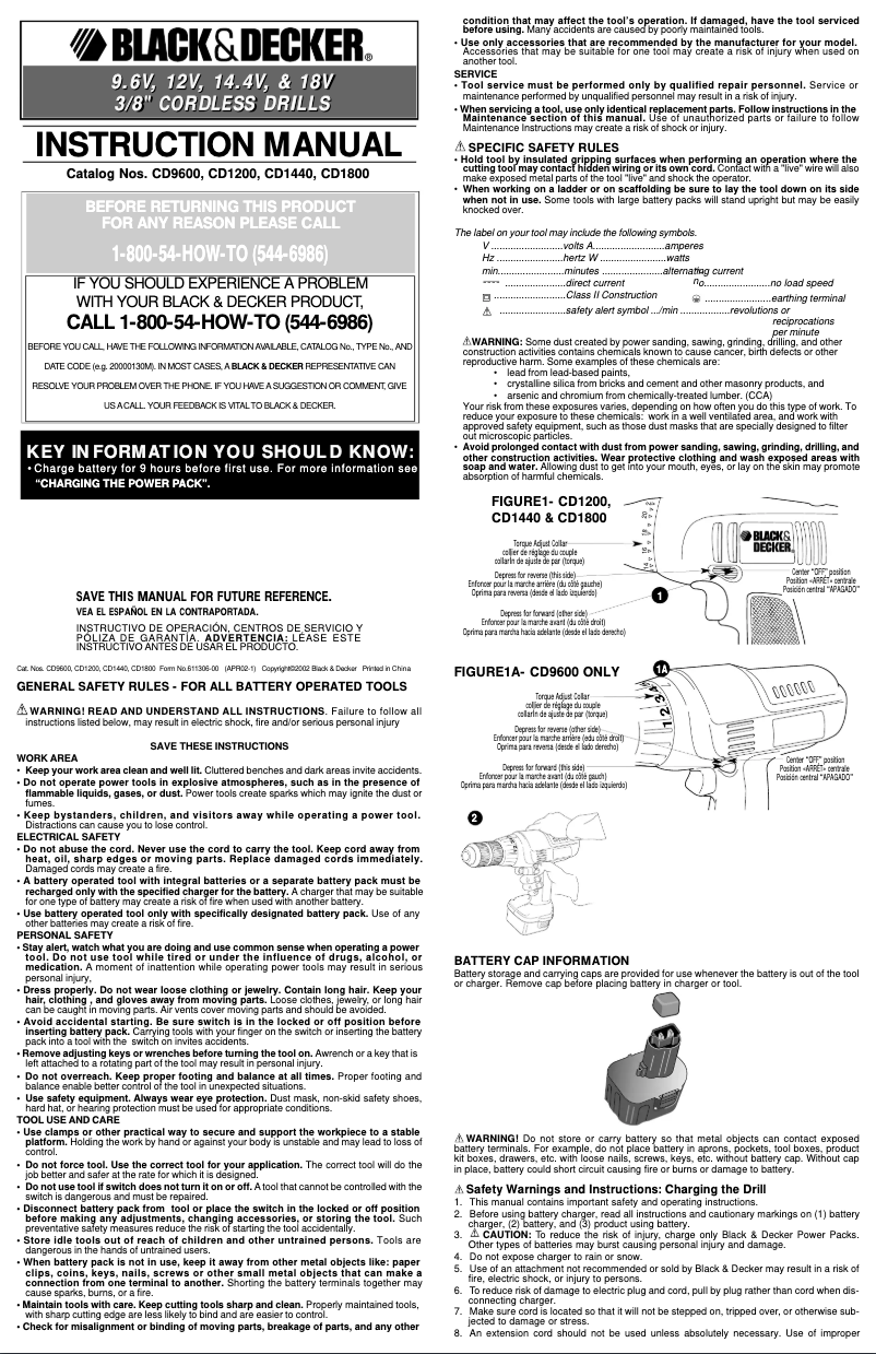 Página 1 del manual Manual de usuario Black & Decker CD9600