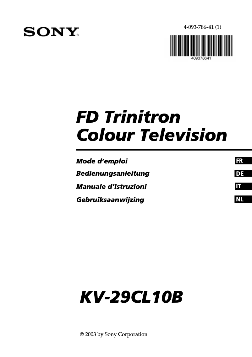 Imagen de la primera página del manual del dispositivo KV-29CL10B