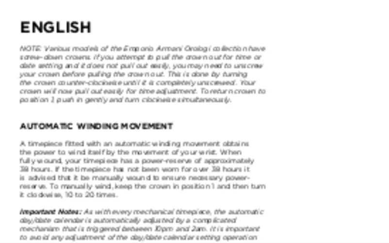 Imagen de la primera página del manual del dispositivo Armani Connected ART5005