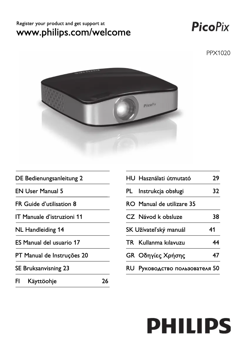 Página 1 del manual Manual de usuario Philips PicoPix PQ29273