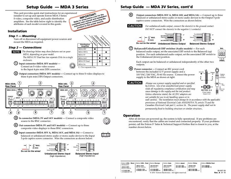 Imagen de la primera página del manual del dispositivo MDA 3AV