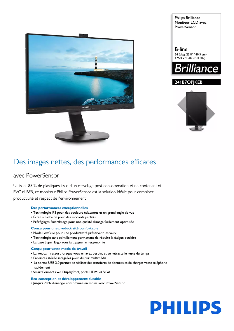 Imagen de la primera página del manual del dispositivo Brilliance 241B7QPJKEB