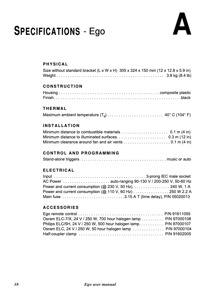 Página 1 del manual Ficha técnica Martin Ego 02