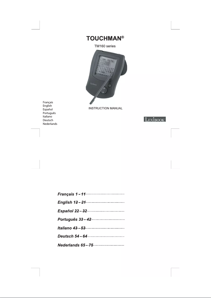 Página 1 del manual Manual de usuario Lexibook Touchman TM160