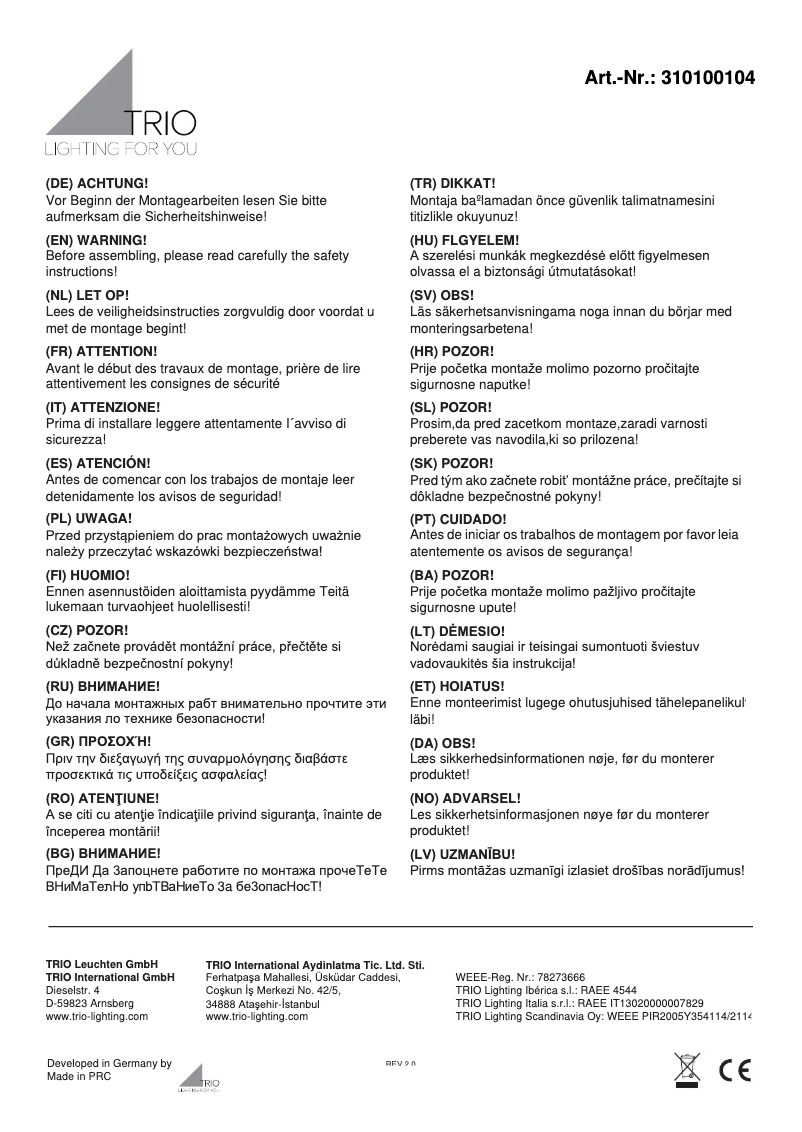 Página 1 del manual Manual de usuario Trio Lighting Rope