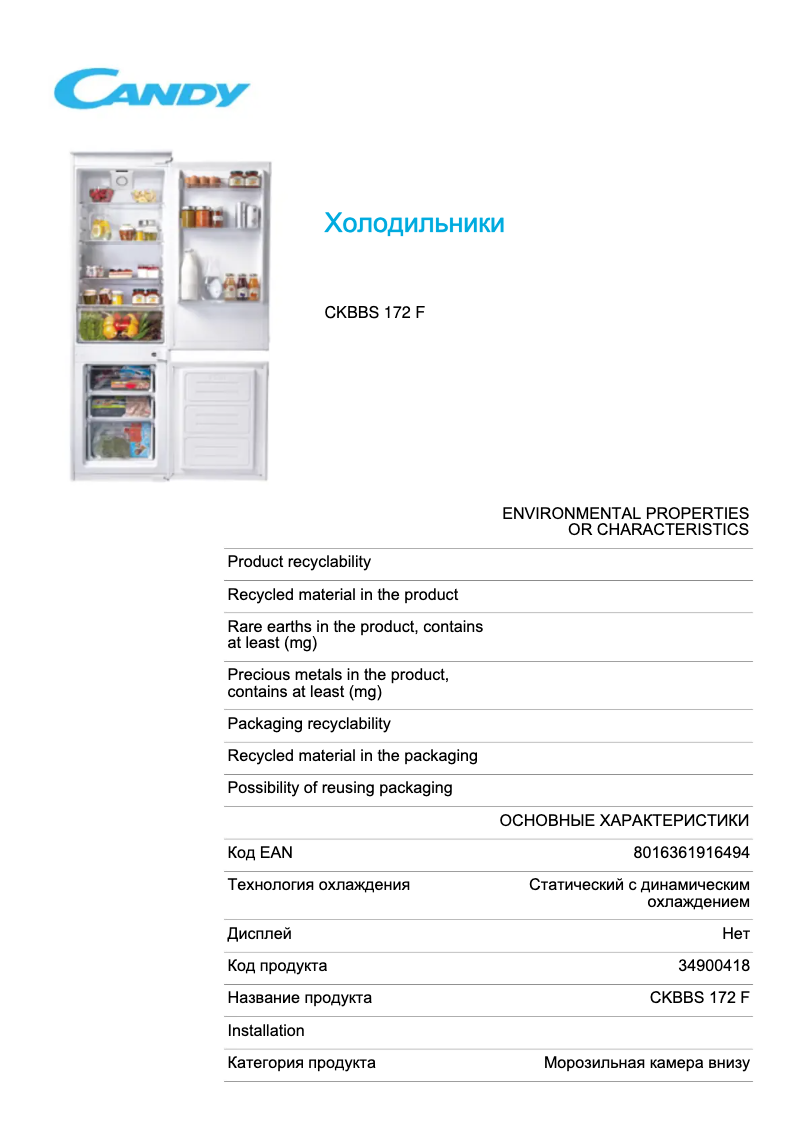 Imagen de la primera página del manual del dispositivo CKBBS 172 F