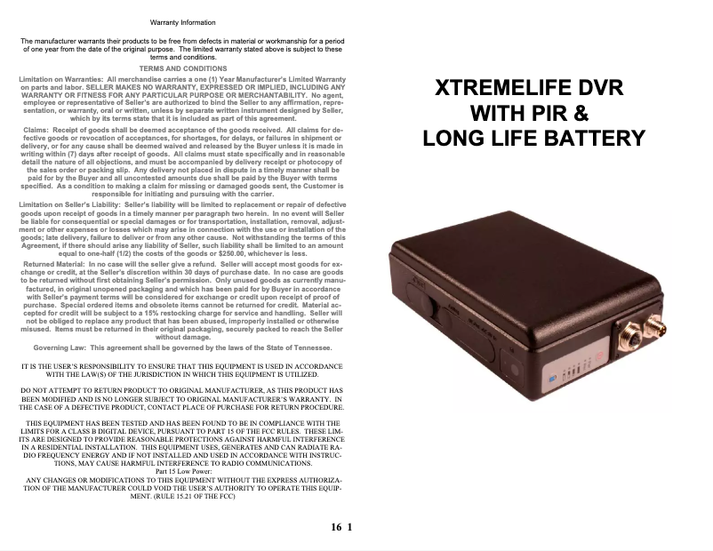 Página 1 del manual Manual de usuario Videovox DVR-1300