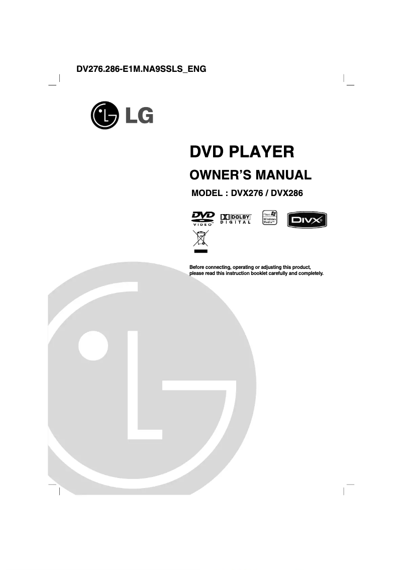 Imagen de la primera página del manual del dispositivo DV286