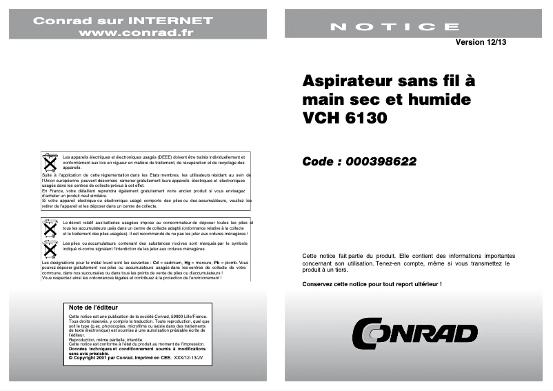 Imagen de la primera página del manual del dispositivo VCH 6130