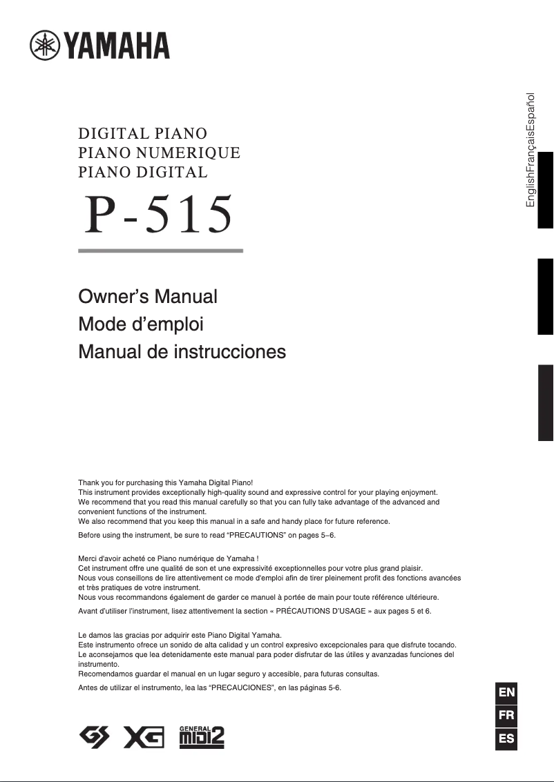 Página nº 1 - Manual de usuario Yamaha P-515