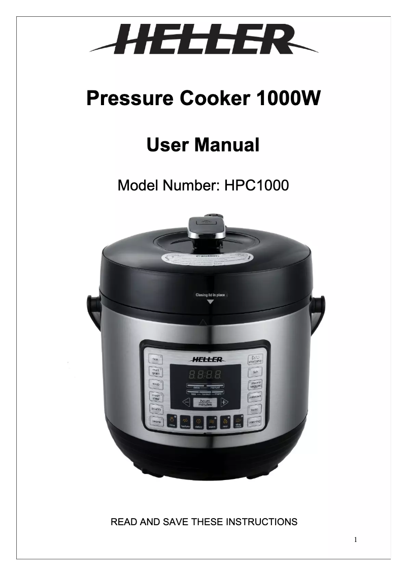 Imagen de la primera página del manual del dispositivo HPC1000