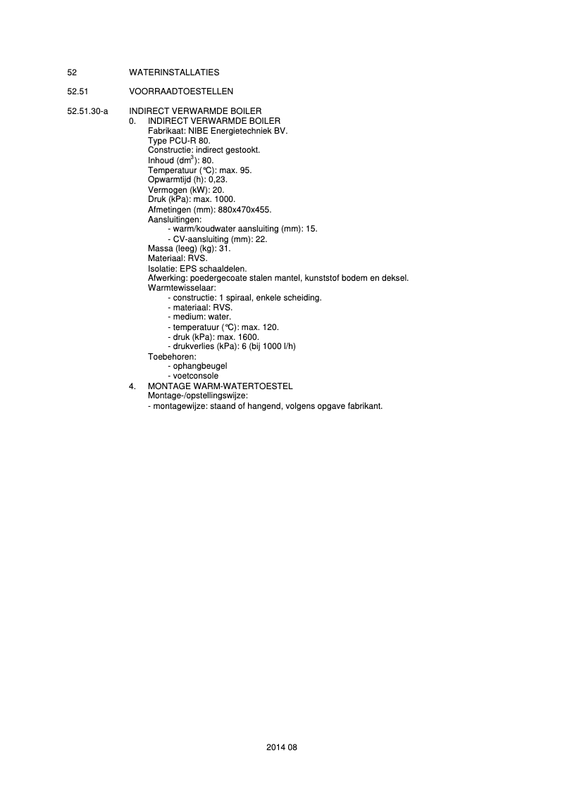 Página 1 del manual Ficha técnica Nibe PCU-R