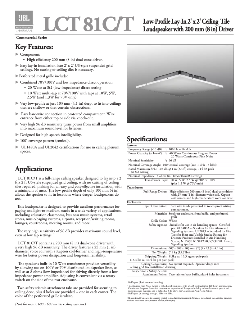 Imagen de la primera página del manual del dispositivo LCT 81C/T