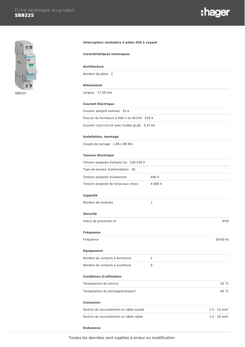Imagen de la primera página del manual del dispositivo SBB225