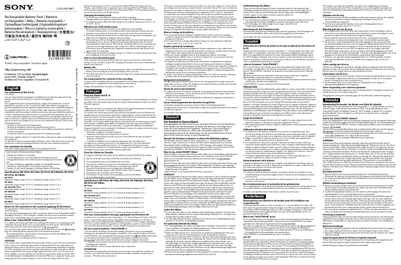 Página nº 1 - Manual de usuario Sony ACC-FP71