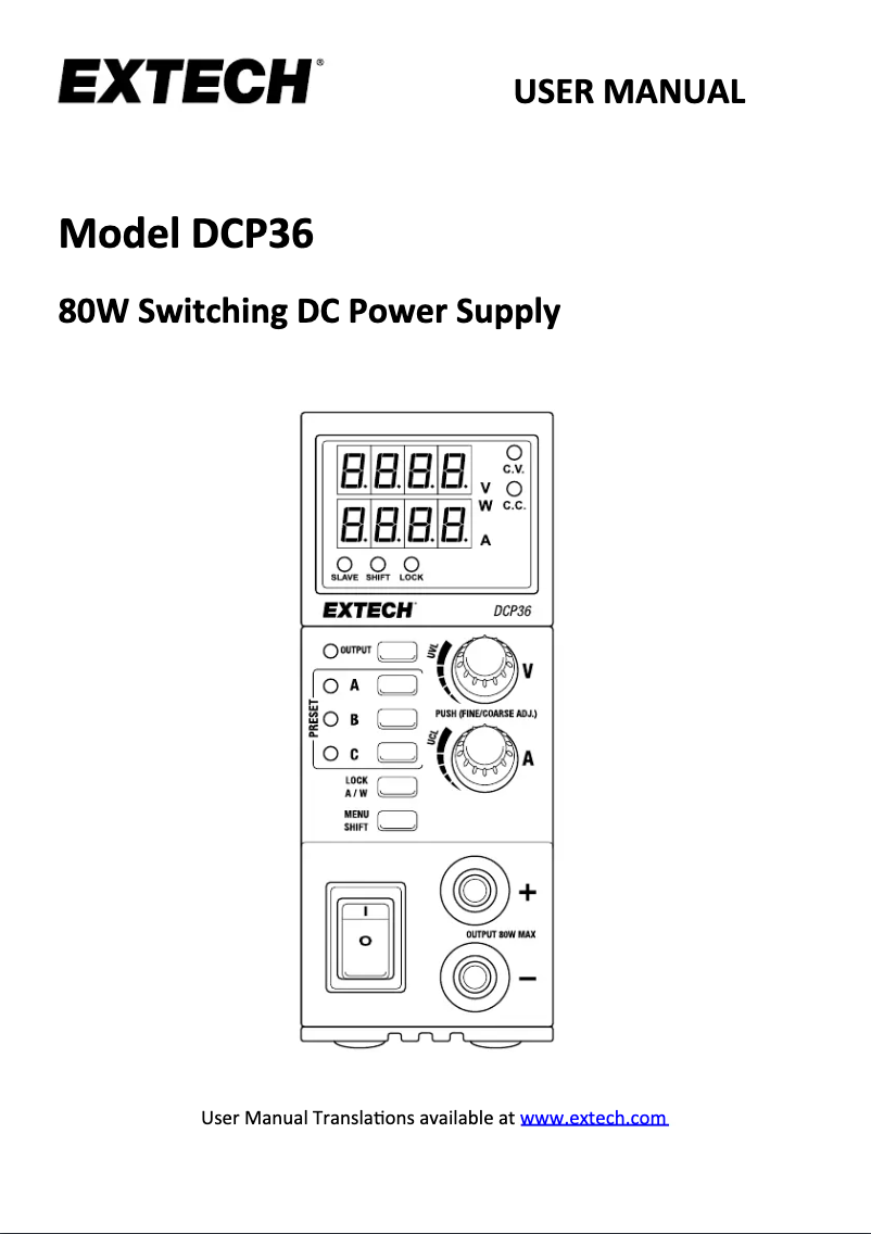 Página 1 del manual Manual de usuario Extech DCP36