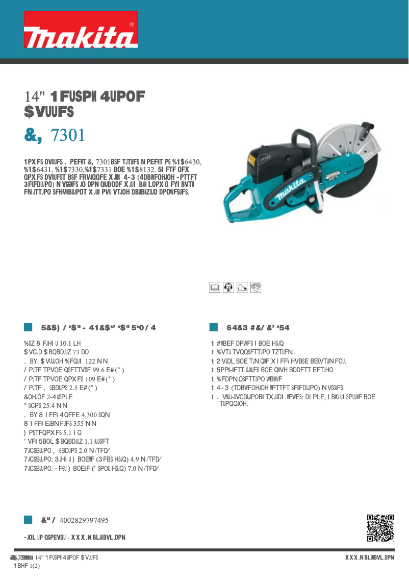 Página 1 del manual Ficha técnica Makita EK7301