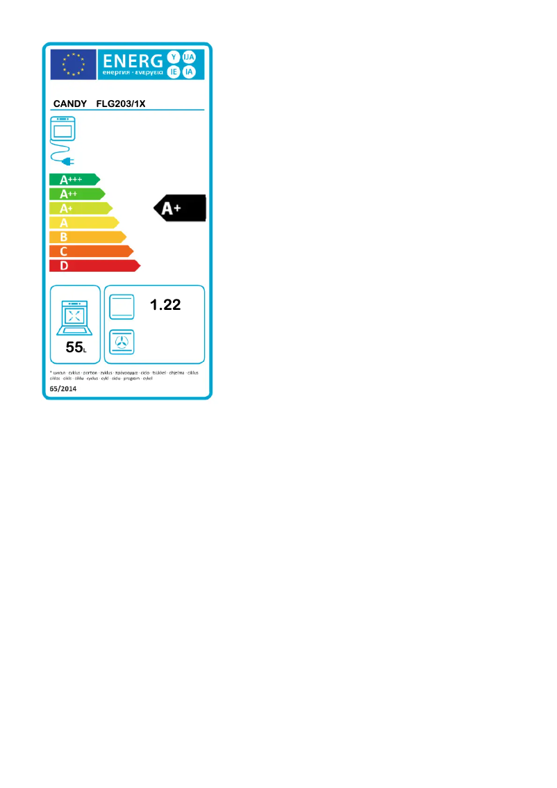 Página 1 del manual Etiqueta energética Candy FLG203/1X